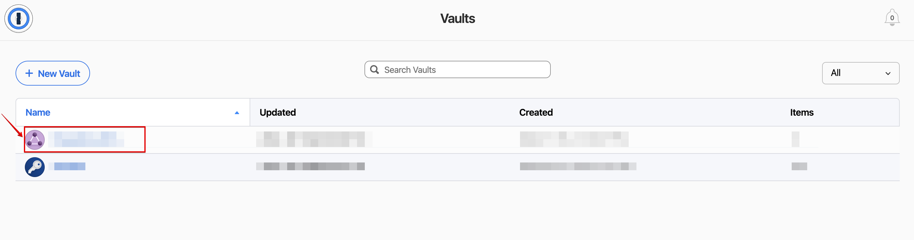 1Password Select a Vault